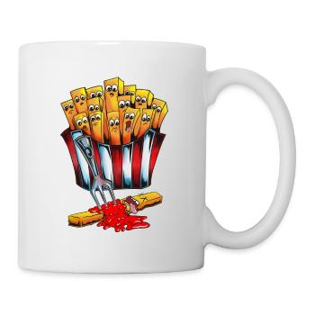 Mayo und Ketchup Fast Food Fettiges Essen Pommes - Tasse - Weiß - Rechts
