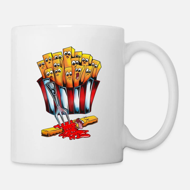 Mayo et ketchup Restauration rapide Aliments gras Frites - Mug blanc - blanc