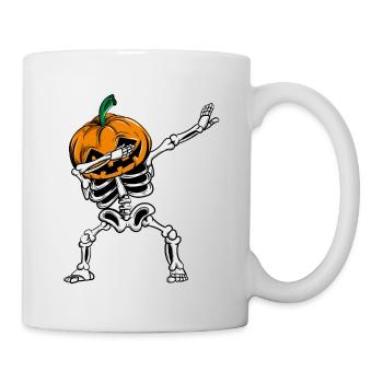 Dabbing Skeleton Pumpkin Glowing Halloween - Mug - white - Right