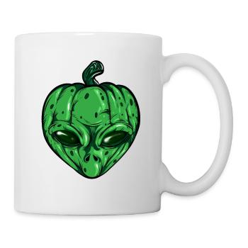 Alien Pumpkin Glowing Skeleton Halloween - Mug - white - Right