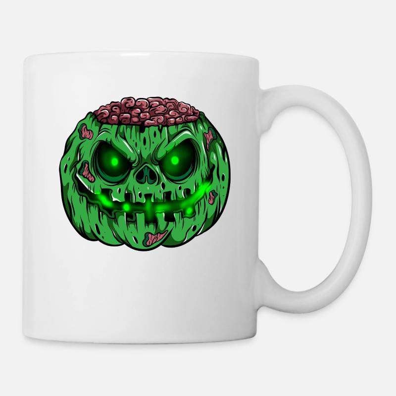 Zombie Pumpkin Glowing Skeleton Halloween Zombie - Mug - white