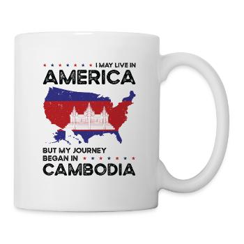 Né: Cambodgien, Cambodgien, Américain, États-Unis - Mug blanc - blanc - Droite
