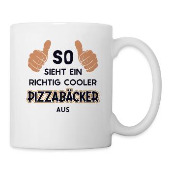 So sieht ein cooler Pizzabäcker aus Pizza - Tasse - Weiß - Rechts