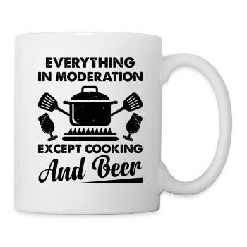 Tout avec modération sauf la cuisine et la bière - Mug blanc - blanc - Droite