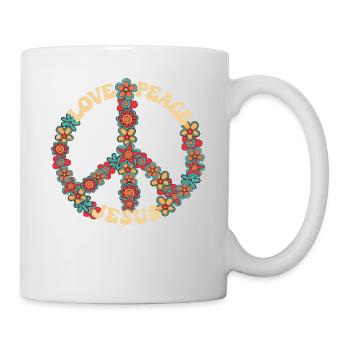 Amour paix jésus paix signe hippie fleurs 70s 60s - Mug blanc - blanc - Droite