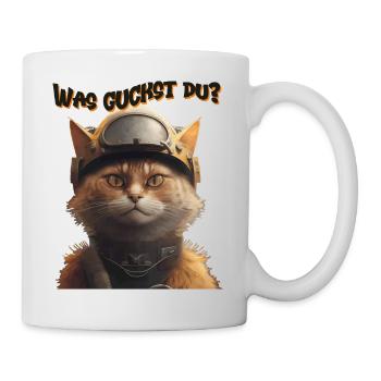 Cat with helmet - What are you watching? - Mug - white - Right