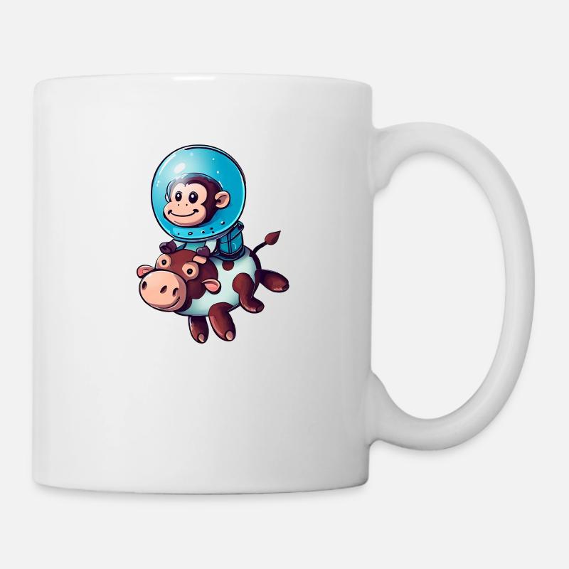Singe sur Cow Rocket Shake Astronaute Cosmonaute - Mug blanc - blanc