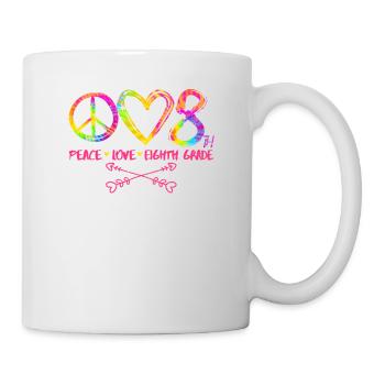 Peace Love Eighth Grade 8. Funny Tie Dye Student - Mug - white - Right