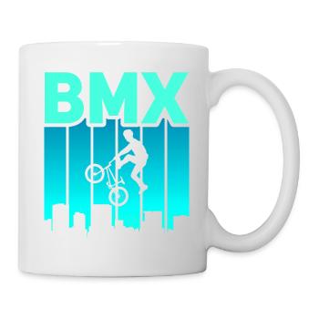 vintage bike outfit, bike urban freestyle BMX - Mug - white - Right