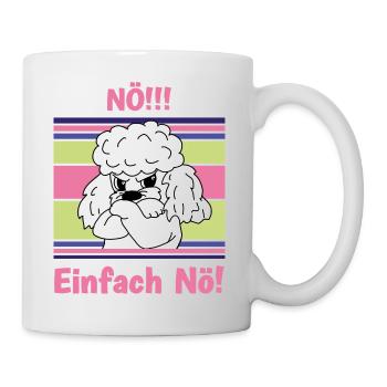 Nö! Sturer Pudel mit verschränkten Pfoten - Tasse - Weiß - Rechts