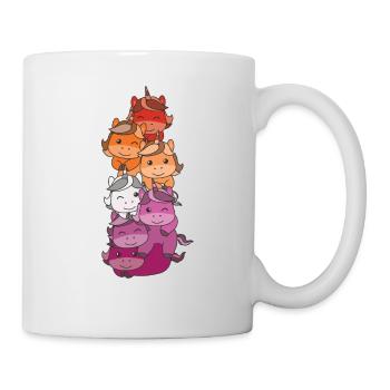 Lesbische Flag Pride LGBTQ süßer Einhorn Stapel - Tasse - Weiß - Rechts