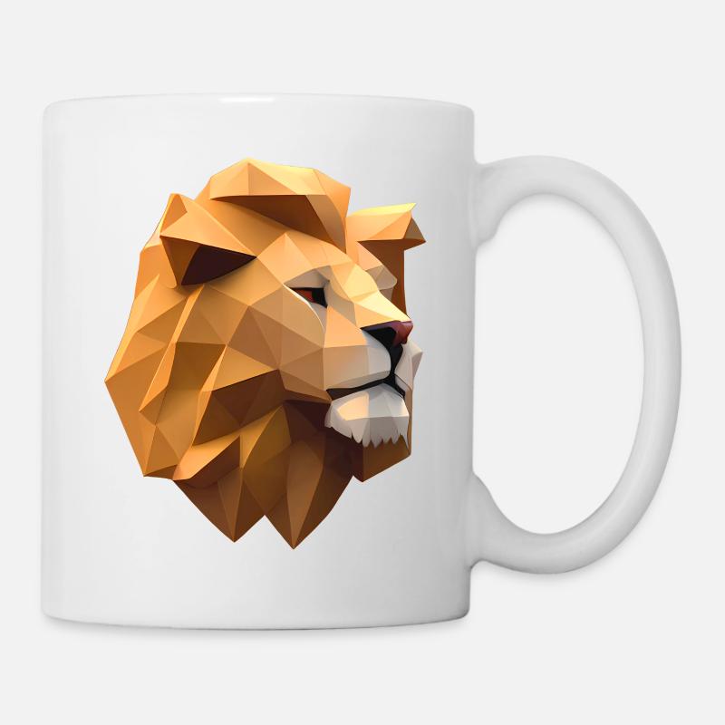 Löwenkopf aus geometrischen Formen - Tasse - Weiß