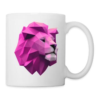 Löwe pink Low Poly Art - Tasse - Weiß - Rechts