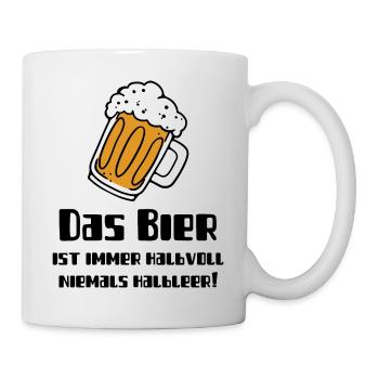 Das Bier ist immer Halbvoll-Partyspruch-Mallorca - Tasse - Weiß - Rechts