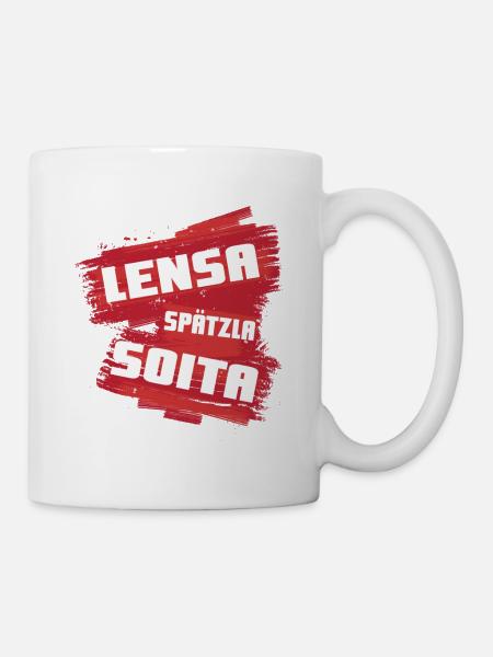 Linsen, Spätzle und Saiten - Tasse - Weiß