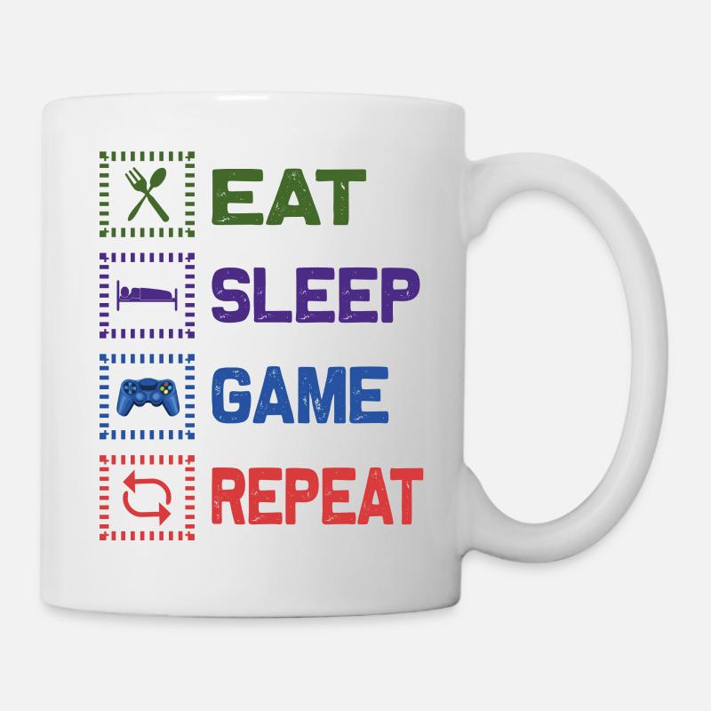 EAT SLEEP GAME REPEAT Design - Tasse - Weiß