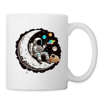 Astronaut trinkt Kaffee auf dem Mond - Tasse - Weiß - Rechts