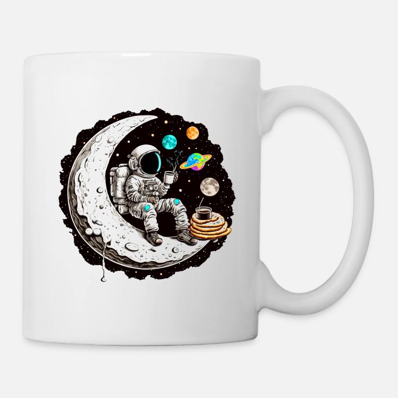 Un astronaute buvant du café sur la lune - Mug blanc - blanc