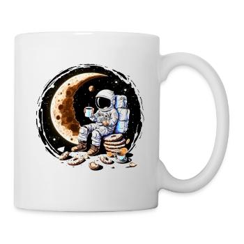 Astronaut trinkt Kaffee auf dem Mond - Tasse - Weiß - Rechts