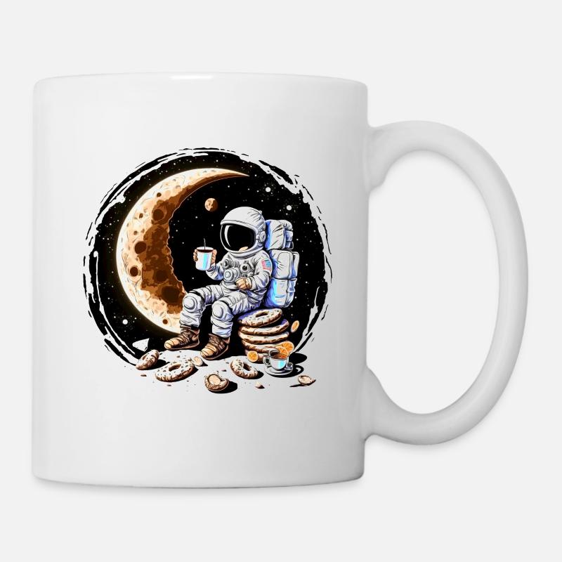 Un astronaute buvant du café sur la lune - Mug blanc - blanc