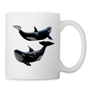 Orca Whale Couple, Lying, Pisces, Natural - Mug - white - Right