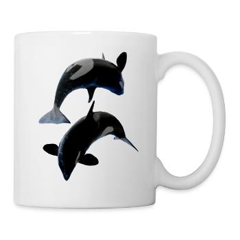 Orca Whale Couple, Jumping, Pisces, Natural - Mug - white - Right