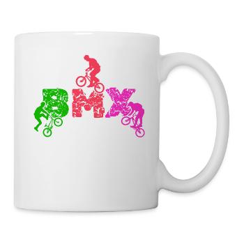 vintage bike outfit, bike urban freestyle bmx - Mug - white - Right