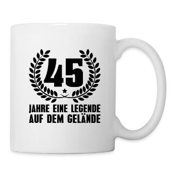 45 Jahre im Dienst 45. Dienstjubiläum Geschenk - Tasse - Weiß - Rechts