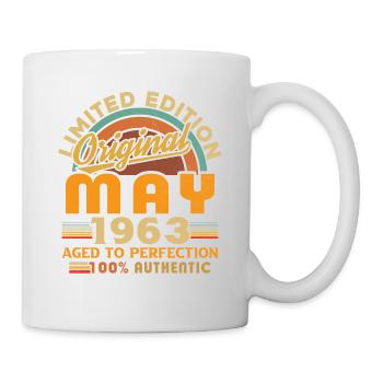 Geburtstagsgeschenk geboren im Mai 1963 - Tasse - Weiß - Rechts