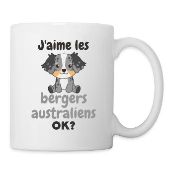 Ich mag Hunde ok? Süßer Australian Shepherd - Tasse - Weiß - Rechts