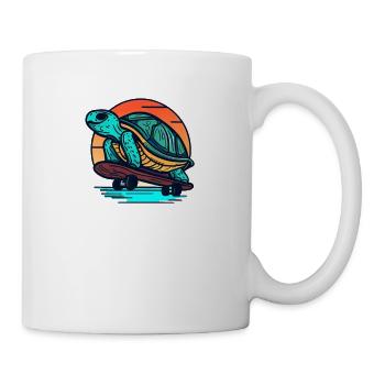 Schildkröte auf Skateboard Sunset Design - Tasse - Weiß - Rechts