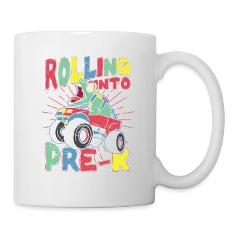 Rolling Into Pre-K Dinosaur Monster Truck T Rex - Mug - white - Right