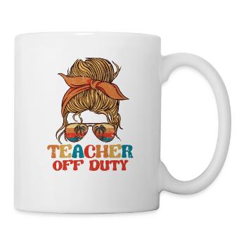 Teacher Off Duty Funny Sunglasses Beach Sunbathing - Mug - white - Right
