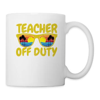 Teacher Off Duty Funny Sunglasses Beach Sun - Mug - white - Right