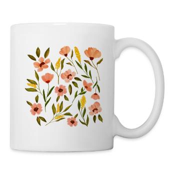 Floral Design, Sommergartenblumen, Aquarell - Tasse - Weiß - Rechts