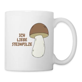 Ich liebe Steinpilze / Schriftzug / Steinpilz - Tasse - Weiß - Rechts
