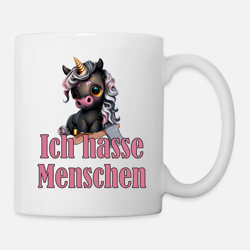 Kleines süßes Schwarzes Einhorn mit Spruch - Tasse - Weiß