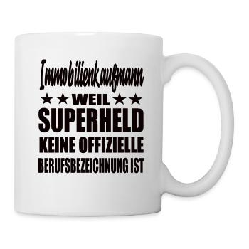 Immobilienkaufmann Superheld Spruch - Tasse - Weiß - Rechts