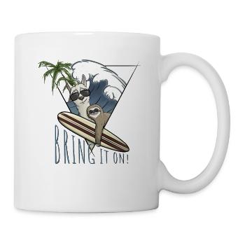 Bring it on Llama & Sloth Surf Art Lifestyle Fun - Mug - white - Right