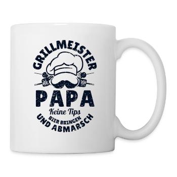 Grillmeister Papa Lustiges Grill-Design für Väter - Tasse - Weiß - Rechts