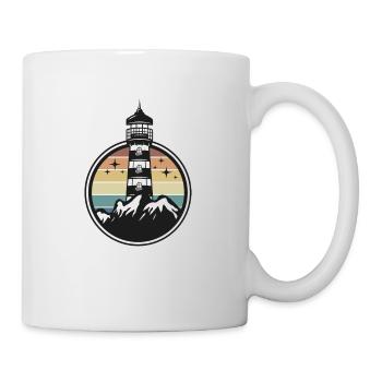 Moin Moin ist Gesabbel Retro Leuchtturm Meer - Tasse - Weiß - Rechts