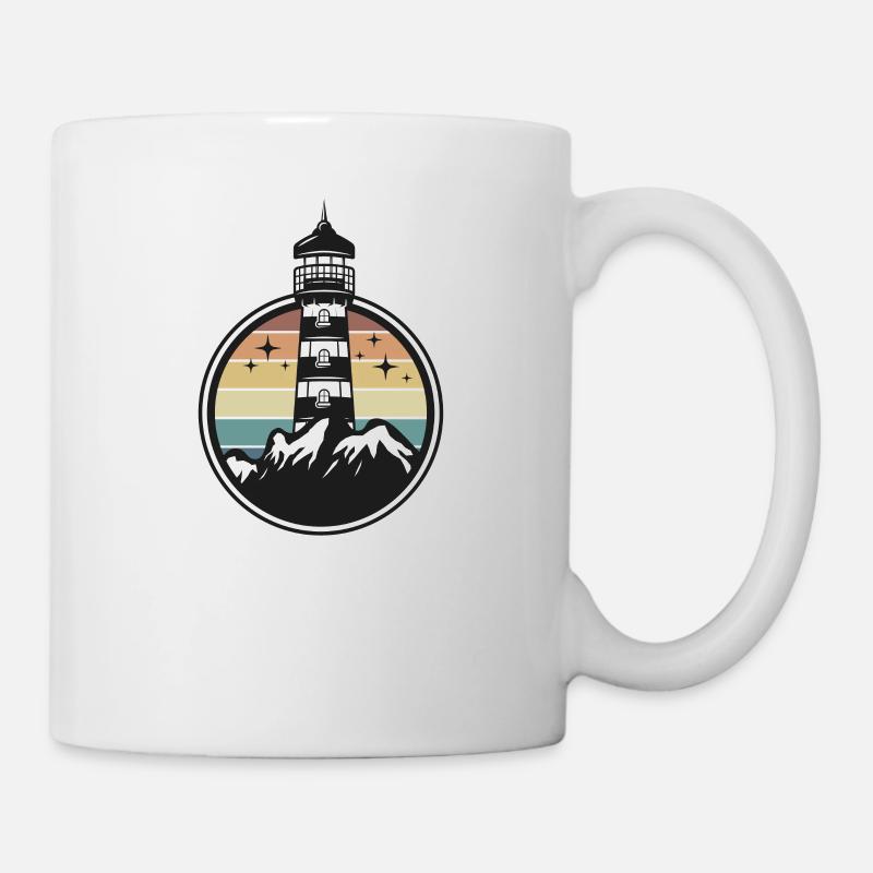 Leuchtturm Wellen Meer Moin ihr Spacken - Tasse - Weiß