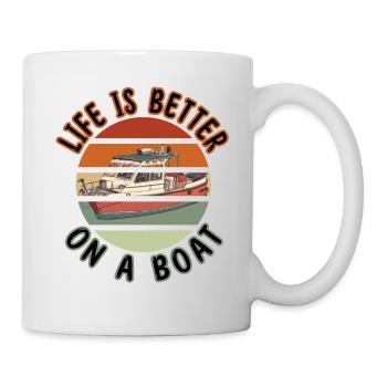 Captain Old Retro Life is better on a boat boat - Mug - white - Right