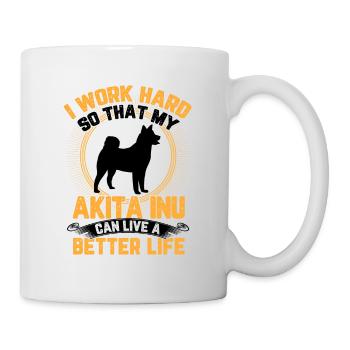 Akita Inu work hard Japanese Akita Inu - Mug - white - Right