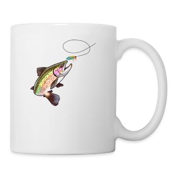 Fly Fishing Trout The Only Thing Worth Getting Up - Tasse - Weiß - Rechts