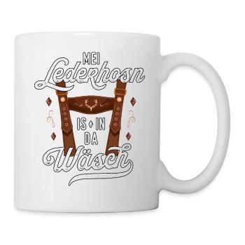 Mei Lederhose T-Shirt Herren Trachtenshirt Tracht - Tasse - Weiß - Rechts