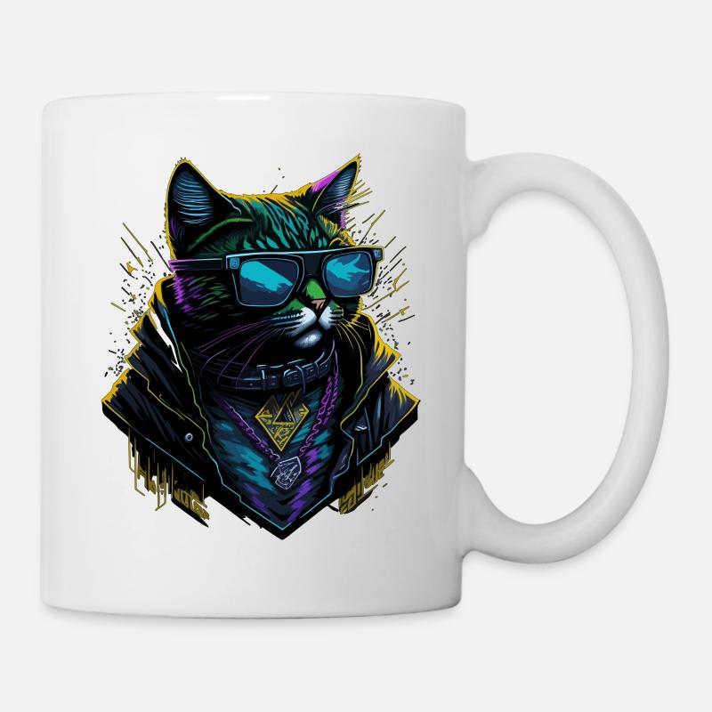 Cyber cool Cat - Tasse - Weiß