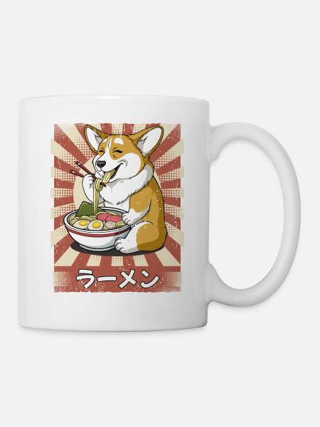 Ramen Corgi Hund Nudelsuppe Ramen - Tasse - Weiß