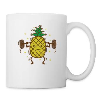 Pineapple makes fitness with weight lifting fruit - Mug - white - Right