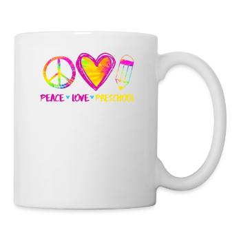 Cravate Coloring Peace Love Preschool Retour - Mug blanc - blanc - Droite